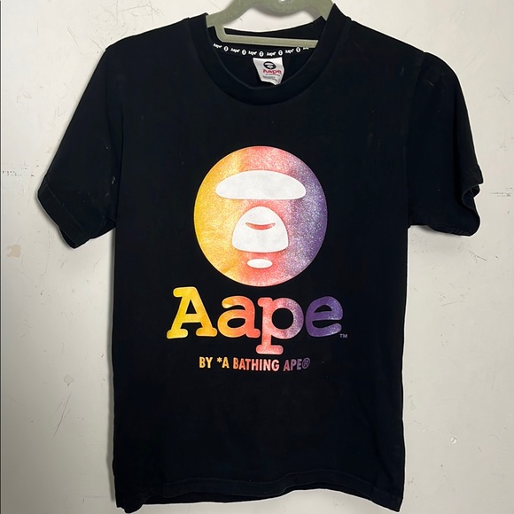 AAPE by A Bathing Ape Black Logo t-shirt Sz Small - Picture 1 of 6
